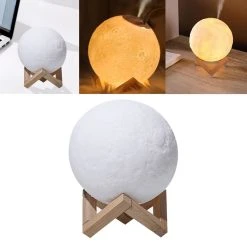 Marque Generique 3D Moon Night Light Humidifier Touch Lamp USB Air Aroma Diffuseur 13cm