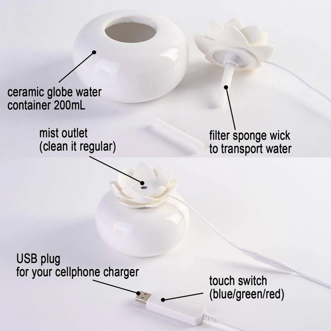 Universal Diffuseur D'huile Essentielle De Fleur 200ml Diffuseur D'aromathérapi... – Image 4