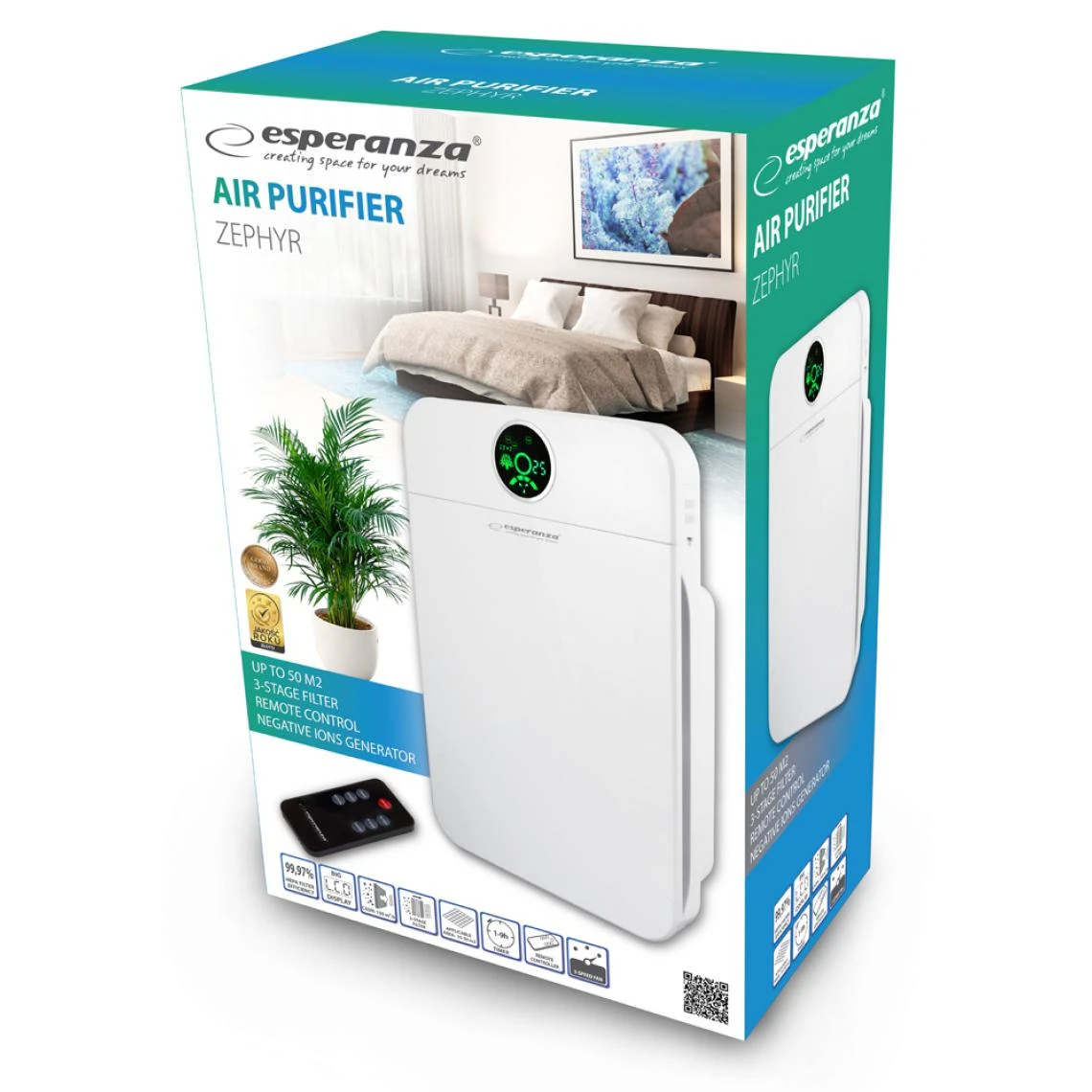 Esperanza EHP002 Purificateur D'air Avec Ioniseur - Avec Filtre HEPA -... – Image 4