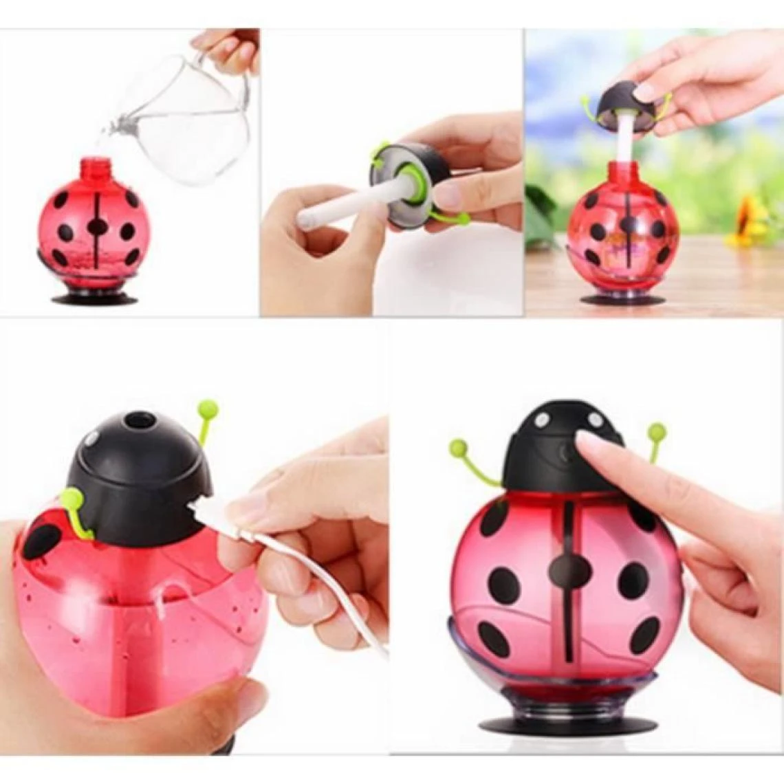Marque Generique Ladybug Humidificateur -Rouge – Image 3